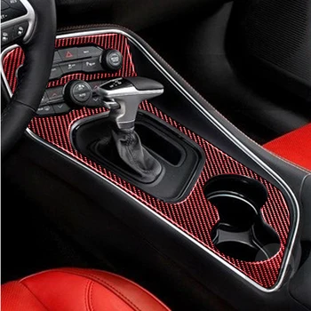LHD Vermelho de Fibra de Carbono da Shift de Engrenagem Tampa da Caixa de Água, Suporte de Copo Painel Moldura de Ajuste para o Dodge Challenger 2015 2016 2017 2018-2020