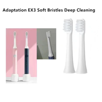 2pcs/monte Escova de dentes Escova de Cabeça Para TÃO BRANCA Escova de dentes Elétrica Adaptação EX3 Cerdas Macias Limpeza Profunda