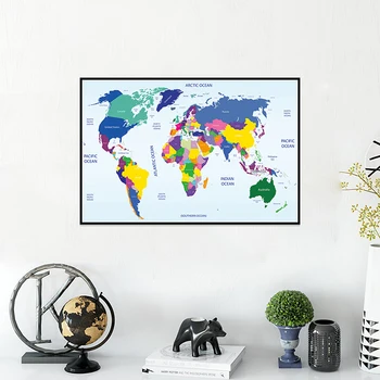 59X42cm Mapa do Mundo No País Placa de Não-tecido de Mapa Para um Home Office de Parede Decoração Adesivo de Parede