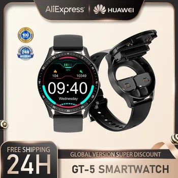 Huawei GT-5 Smartwatch AMOLED HD Tela de TWS Fone de ouvido Sport Homens Mulheres relógio de Pulso de Chamada Bluetooth Fitness Tracker para a Apple Assistir