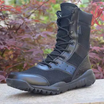 Verão Combat Boot Homens Mulheres Escalada De Formação Impermeável Leve Tático Botas De Caminhadas Ao Ar Livre De Malha Respirável Exército Sapatos