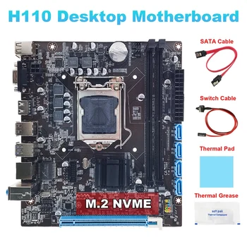 H110 Desktop Motherboard+Cabo SATA+Mudar+Cabo de massa Térmica+Almofada Térmica LGA1151 DDR4 Para 6/7/8 de CPU