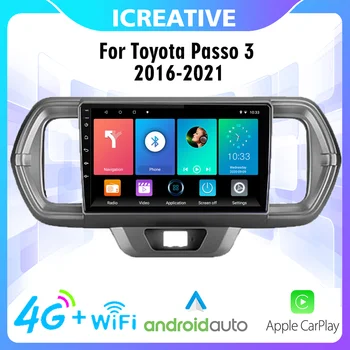 Carro Rádio Android 4G Carplay 2 Din Para Toyota Passo 3 2016-2021 Multimídia para Carro GPS de Navegação wi-FI de FM a Unidade principal do Leitor