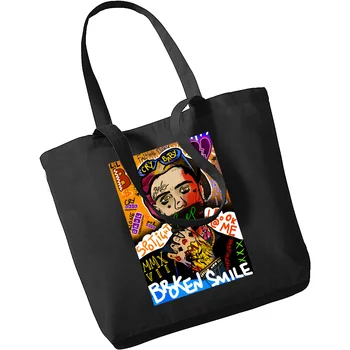 Lil Peep desenho Gráfico Impresso de Lona, Saco de Ombro Feminino Harajuku Engraçado de Grande capacidade de Eco Ambiental Shopper Bag