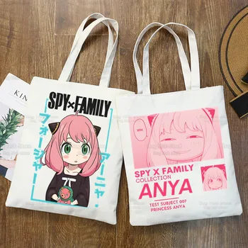 Spy X Família Shopper Bag Impressão de Lona Anime Kawaii Anya Falsário Tote Bag Bolsas SPYFAMILY Mulheres Saco de Harajuku Sacos de Ombro