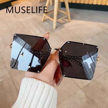MUSELIFE Oversized Quadrado de Óculos de Sol das Senhoras 2023 Novo de Luxo Pérola Óculos de sol das Mulheres da Marca de Designer de Moda Tons Quadrado Grande