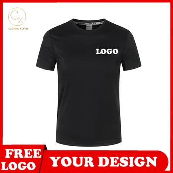 T-shirt top 6-cor personalizada, logotipo manga curta, com gola alta-fim do algodão piscar de tecido de secagem rápida, em torno do pescoço de impressão DIY marca texto