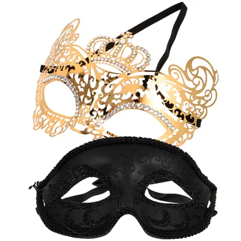 2pcs de Metal Metade do Rosto de Máscaras de Halloween Festa de Carnaval Cosplay Oco Máscaras