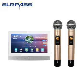 7 polegadas Android 8.1 Sistema de Amplificadores WiFi Bluetooth Parede da Tela de Toque do Controle de Voz Karaoke Amplificador de Microfone sem Fio