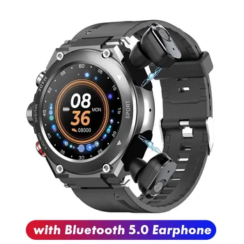Smart Watch Homens de Chamada Bluetooth TWS Fone de ouvido Temperatura do Corpo DIY Assista a Cara do Esporte Smartwatch 2021 Para Android IOS