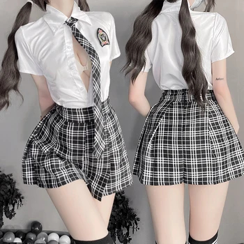 Aluno Da Escola Menina Cosplay Fantasia De Mulher Doce Japonês Xadrez Sexy Uniforme Empate Kawaii Dramatização Coreano Torcida Cosplay