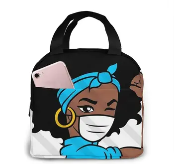 Kslai Afro Mulher Enfermeira Médico Almoço Saco de Tote Bag Térmico, Saco de Almoço para as Mulheres da lancheira do Almoço Isolados Recipiente para o Trabalho de Piquenique