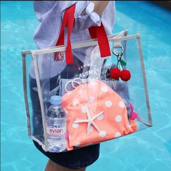 2023 PVC natação saco portátil de armazenamento da roupa moda de bolsa transparente do PVC saco de praia saco de viagem
