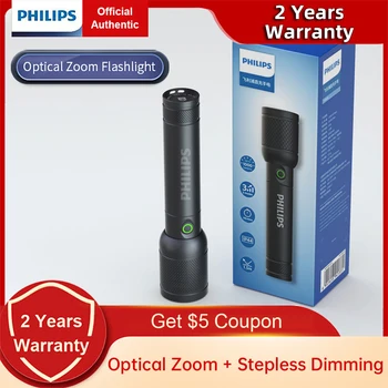 Philips Zoom Lanterna Stepless de Escurecimento de Alta Potência de Led Recarregável 18650 Lanterna com Bateria para o Acampamento de Auto-Defesa