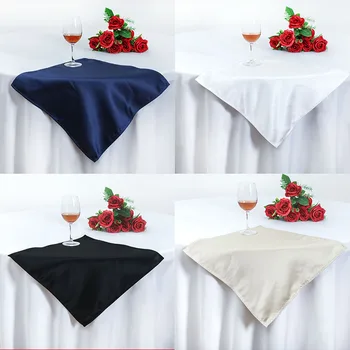 50pcs Quadrado de Cetim Guardanapo de Poliéster Resuable toalha de Mesa Suave Suave Tecido de toalha de Mesa para o Banquete de Casamento Decoração do Partido