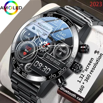 2023 360 AMOLED HD Tela de relógios Para Homens Inteligentes Relógio Bluetooth Chamando Smartwatch 2023 de Negócios de Moda Relógio Novo Smartband Homem
