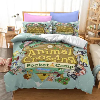 Novo Animal Cruz Cama Coleção 3d Cartoon Animal Print Filhos Adultos para Baixo Colcha Conjunto de cama de Casal Queen King Size