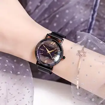 Moda Rodada de Quartzo de Luxo Fosco Marcação Casual Relógios de aço Inoxidável Líquido Correia Elegante Relógio Impermeável relógio de Pulso para as Mulheres