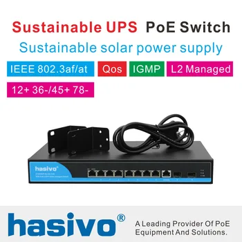 A energia Solar pos mudar Sustentável UPS 8 Porta 1000M Gigabit Switch PoE Sustentáveis de abastecimento de energia solar Switch Gerenciado