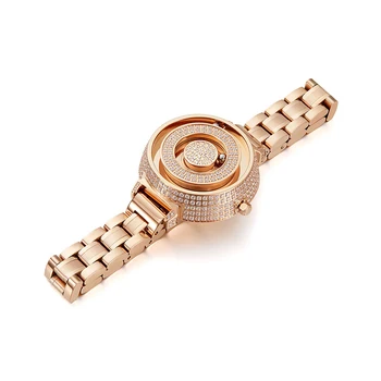 Diamante Relógios Mulheres EUTOUR E035, de Moda, de Luxo, Subiu de Relógio para Mulheres Casuais Impermeável Senhoras Quartzo Relógio de Aço Inoxidável