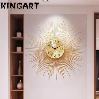 O luxo da Decoração da Parede de Ferro 3d-Relógio de Parede Criativo de Metal Pendurado na Parede de Arte do Grande Relógio de Parede Digital-Relógio de Parede Design Moderno Ka589