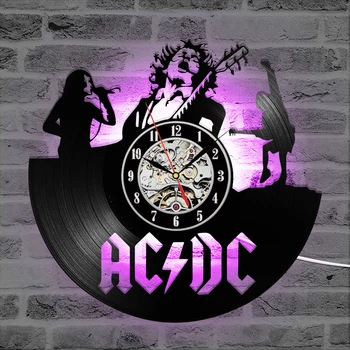 AC DC Relógio de Parede Design Moderno de Música Banda de Rock Vintage Vinil, CD, Relógios de Parede, Relógio de Decoração de Casa de Presentes para os Fãs reloj de pared