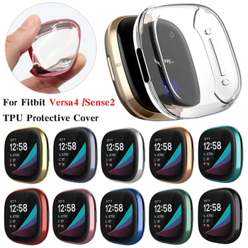 Estojo de proteção para o Fitbit Versa 4 TPU Macio de Cobertura Total da Tela Protetor de pára-choque de Shell para o Fitbit Sentido 2 Assistir Accessorie