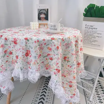 Pequenos florais de rendas da toalha de Instagram de estilo de foto de mesa pano de fundo da tabela