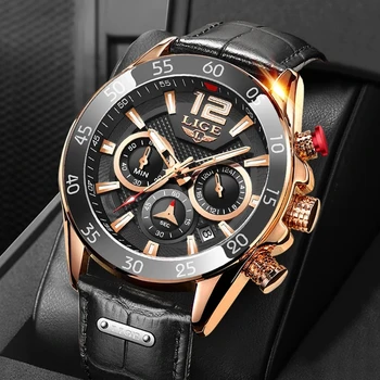 2021 Nova Moda Esporte Homens Relógios LIGE de melhor Marca de Luxo de Quartzo relógio de Pulso de Couro Impermeável do Cronógrafo Relógio Para Homens Relógio
