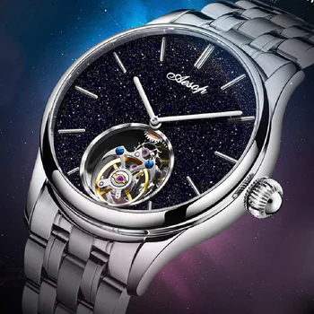ESOPO 100% o Diamante Real Flying Tourbillon Esqueleto Mecânico de Luxo, Relógios Impermeável Tourbillon relógios Para Homens Safira 2022