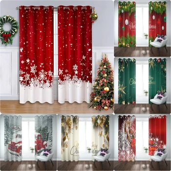 Natal Cortinas para Sala, cortinas Blackout para O Quarto Decoração Estética do floco de Neve conjunto de cortinas Para a Sala 2panels
