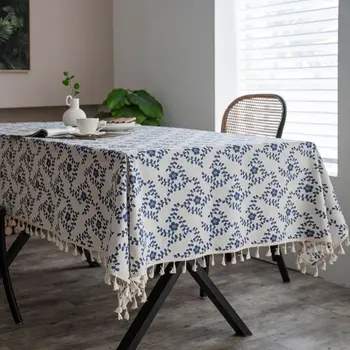 Vintage Toalha de mesa de Algodão, Linho Família toalhas de Mesa para Cozinha, Mesa de Jantar Pano Retângulo à prova de Poeira da Tampa de Tabela