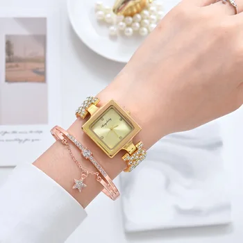 Novo Relógio De Ouro As Mulheres De Luxo De Moda Para Senhoras Quartzo, Diamante, Relógio De Pulso Elegante Feminino Pulseira Relógios Reloj Mujer