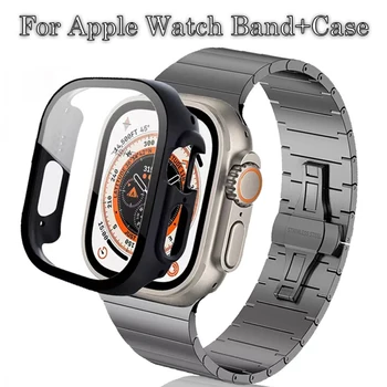 Cinta de Aço inoxidável+Caso o Bracelete para Apple Relógio Ultra Banda 49mm 45mm 41mm Pulseira Iwatch Série 8 7 6 SE 5 Watchbands Tampa