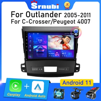 Srnubi Android 11 de Rádio de Carro para Mitsubishi Outlander 2 2005-2011 para Citroen C-Crosser Player Multimídia 2Din Carplay Estéreo DVD