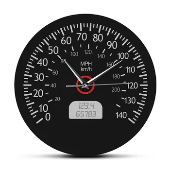 Carro Velocímetro Relógio de Design Moderno Serviço SVG Suspensão de Parede Relógio Mecânico de Corrida Quilômetros Quilômetros de Impressão Não Passando Saat