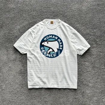 Verão HUMANO FEITO Urso Polar Imprimir o Logotipo T-Shirt Homens Mulheres Harajuku Anime Torça Algodão T-shirts e Tops Casuais Tee Homens Vestuário