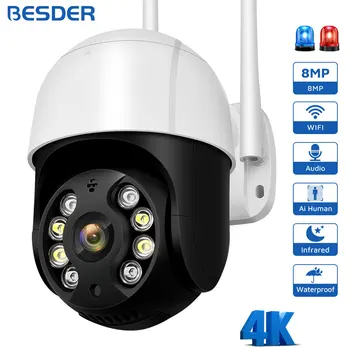 4K de 8MP Câmera do IP de PTZ wi-Fi Humanóide de Detecção de Cor de Visão Noturna Áudio de Segurança wi-Fi Câmera P2P CCTV Câmeras de Vigilância por Vídeo