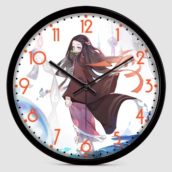 Anime Demon Slayer Kimetsu Não Yaiba Rodada Decoração Relógio de Parede SilentLarge Decorativos para Sala de estar, Quarto, Escritório