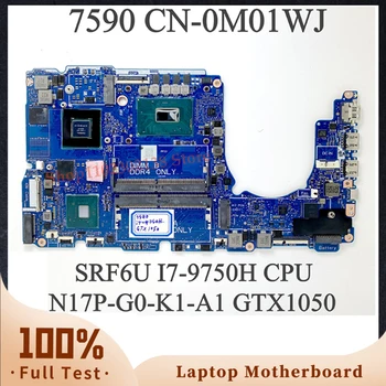 CN-0M01WJ 0M01WJ M01WJ Com SRF6U I7-9750H de CPU e a placa principal Para a Dell 7590 Laptop placa-Mãe GTX1050 GPU 100% Testado Bom