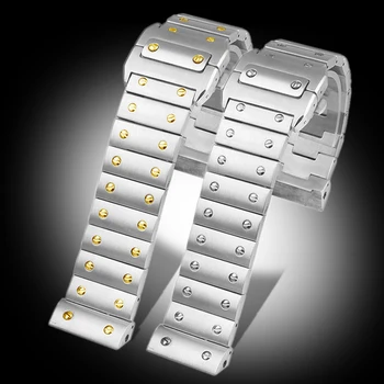 Sólida de Aço Inoxidável, Pulseira de relógio Cartier Santos 100 da Série Homens de Aço de Alta Qualidade a Faixa de Relógio de 23mm Assistir acessórios