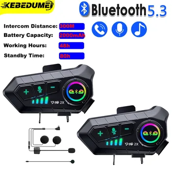 Kebidumei YP10 2X sem Fios Bluetooth5.3 de Capacetes para motociclistas de Intercomunicação Fone de ouvido Impermeável 300 m Intercomunicador alto-Falante Fone de ouvido