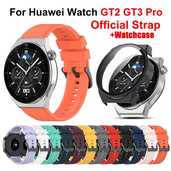 Pulseira de Silicone+Case Para Huawei Assistir GT 3Pro 46mm Esporte de Silicone Substituíveis Pulseira Bracelete Watchbands para Huawei Gt2 pro
