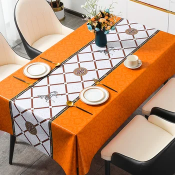 Tabela de pano impermeável, à prova de óleo e lavável tabela tapete retangular de PVC chá toalha de mesa toalha de Mesa