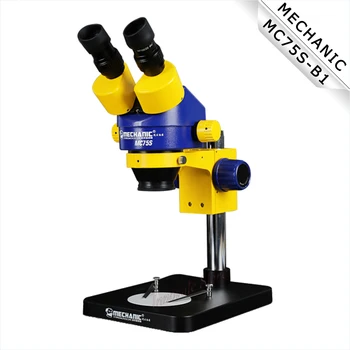 Industrial Estéreo Binocular Microscópio MECÂNICO MC75S-B1 Alta Definição de Ângulo Amplo de Zoom Contínuo Para a placa do Telefone de Manutenção