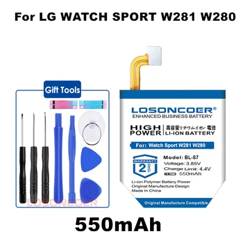 LOSONCOER 550mAh BL-S7 Baterias para LG Assista Sport W281 W280 W280A (AT&T) Smartwatch mais Recente Produção Bateria +Free tools