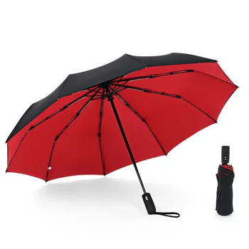 À prova de vento de Camada Dupla Resistente Guarda-chuva Totalmente Automático Chuva Homens Mulheres 10K Forte Negócios de Luxo Masculino Grandes guarda-chuvas guarda-Sol