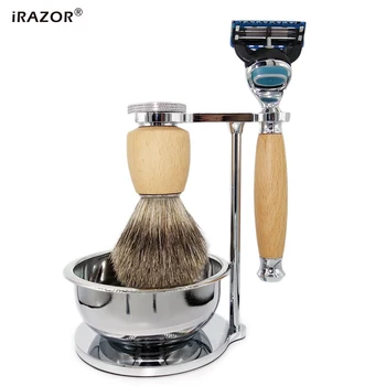 iRAZOR Profissional M5 Barbear Kit Manual de Barbear Puro Texugo Escova de Cabelo Barbeiro salão de Acessórios Originais do Presente para o Barbear dos Homens