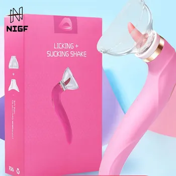 NIGF Pixie Chupando a Língua Lambendo Sucção Vibração Feminina Masturbador em Silicone Macio Simulação Língua Erótico Adulto Suprimentos