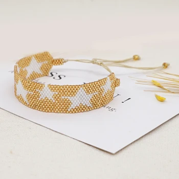 Go2Boho Ins Moda Miyuki Bracelete da Jóia Estrelas Pulseiras para Mulheres Presente para Ela, feito à mão Cor de Ouro Esferas Pulseras Femme